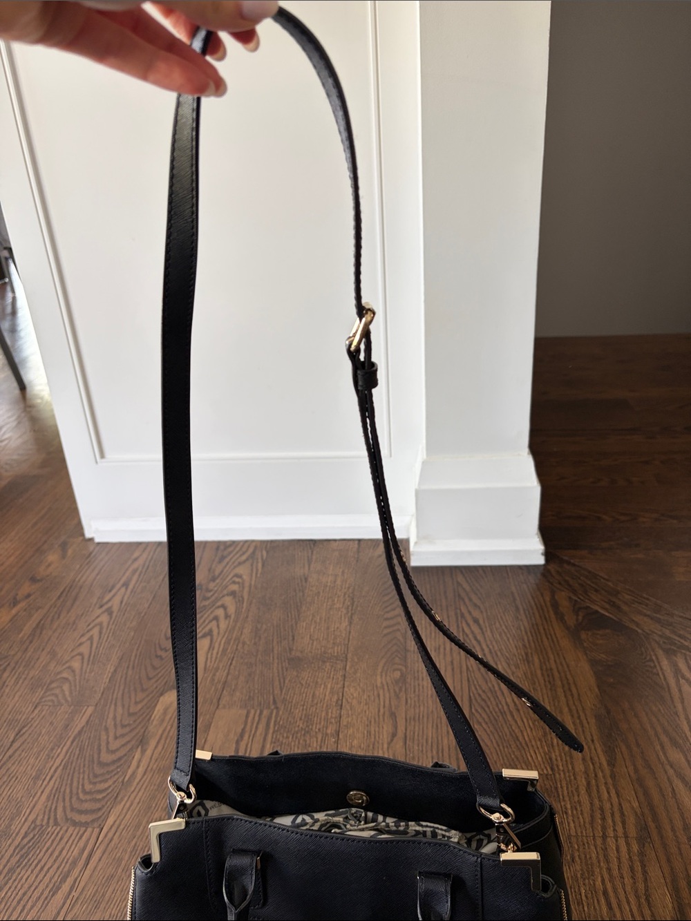 Rebecca Minkoff Black Satchel with Gold Corner Accents - Picture 5 of 10